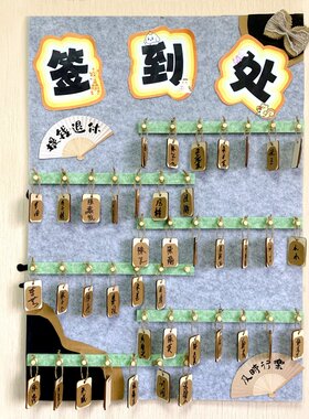 幼儿园中国风创意签到墙书法环创材料文化装饰班级区域进区牌教室