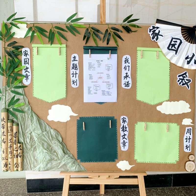 中国风幼儿园家园联系栏环创材料主题墙教室古风书法纸装饰布置