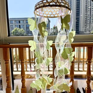 春天绿色隔断吊饰幼儿园竹编手工diy美工区空中挂饰森系环创材料