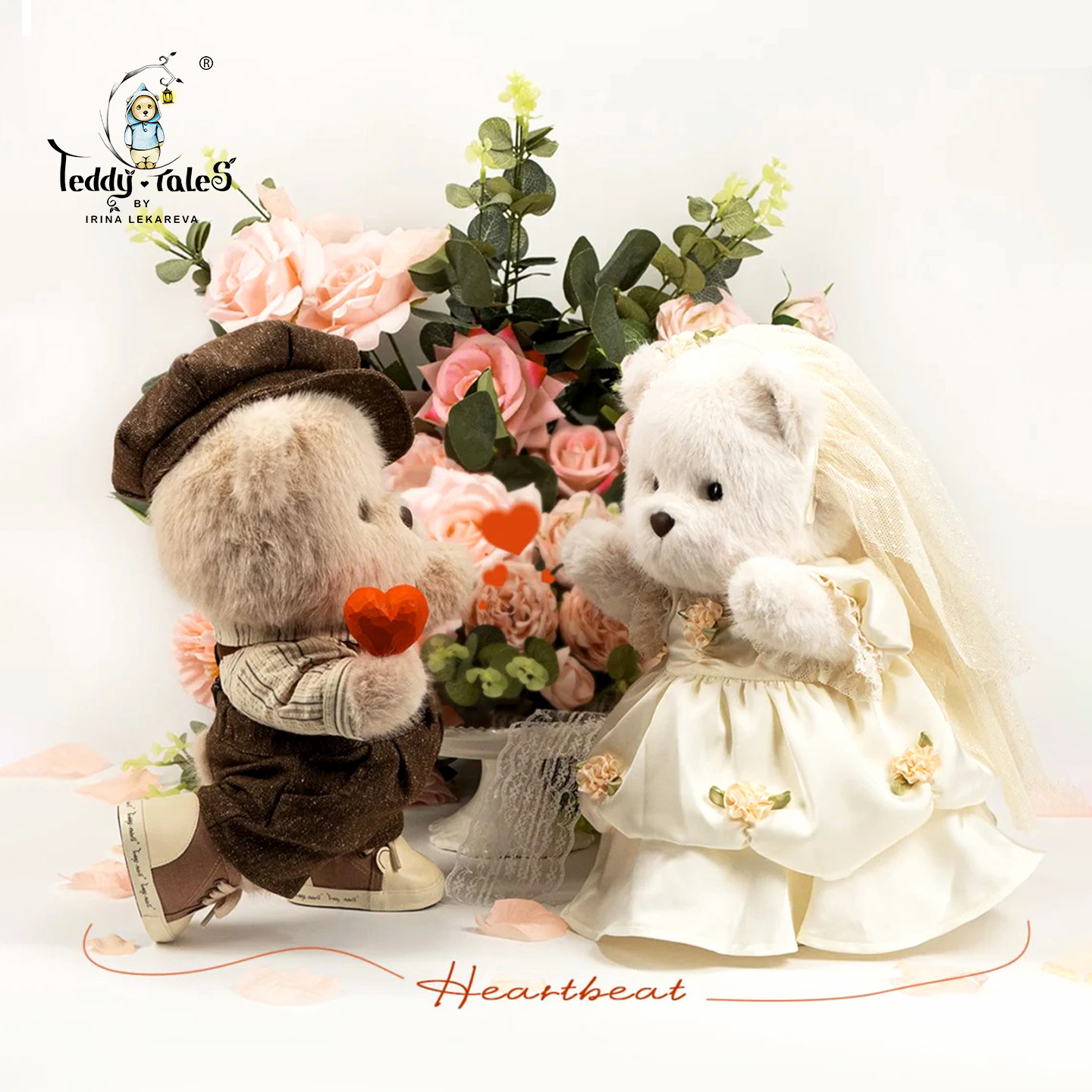 TeddyTales莉娜熊西式法式婚礼压床娃娃情侣订婚玩偶新婚礼物