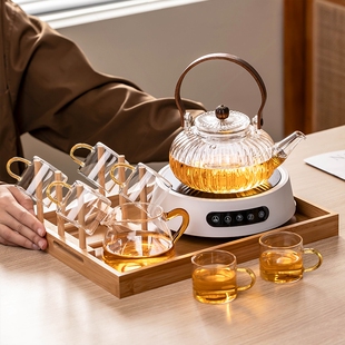 家用泡茶壶办公璃烧水壶煮茶炉室小型蒸煮一体玻 电陶炉煮茶器套装