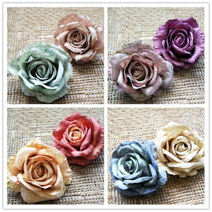 饰 草帽花花墙装 绢花花朵花头 10cm 纹路 玫瑰 欧式 diy仿真玫瑰花