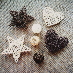 枯藤藤条树藤墙壁吊顶装饰干树枝DIY手工材料 柳编爱心五角星藤球