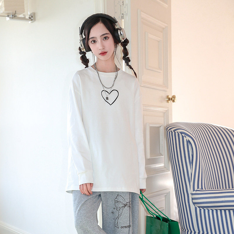 骄骄虎2025春季新款女大童长袖t恤初中生圆领棉T打底百搭上衣7105