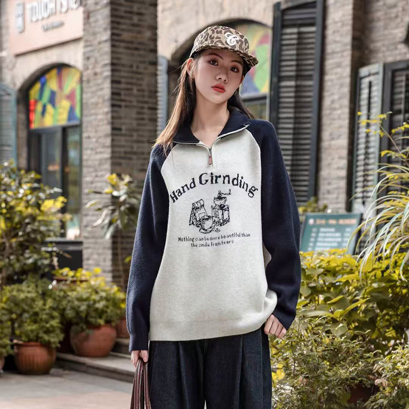 女童秋冬款毛线衣2025冬季新款初中生高中生加厚立领毛衣内搭5219