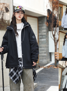 骄骄虎女童夹棉外套2025秋冬新款女大童休闲加厚冲锋衣款上衣7479