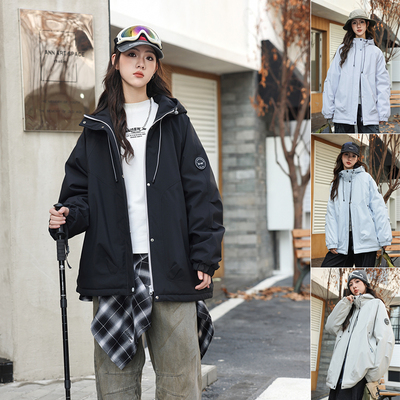 骄骄虎女童夹棉外套2025秋冬新款女大童休闲加厚冲锋衣款上衣7479