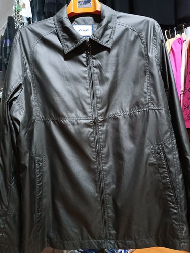 周织男装春秋中老年爸爸款咖啡色暗条纹翻领拉链夹克外套上衣190