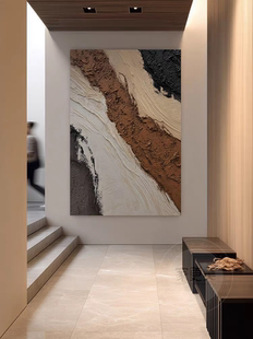 客厅油画挂画高级感纯手工肌理画装饰画大幅落地画玄关大芬村壁画
