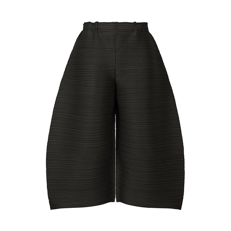 【清仓】三宅艺创新款小众百搭松紧腰横纹阔腿裤褶皱简约休闲裤女
