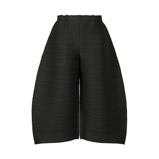 三宅艺创2026新款小众百搭裤子松紧腰横纹阔腿裤褶皱简约休闲裤女