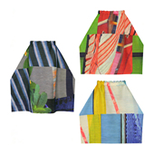 三宅艺创时尚 印花半身裙女2026年新款 高腰百搭彩色拼接褶皱中长裙