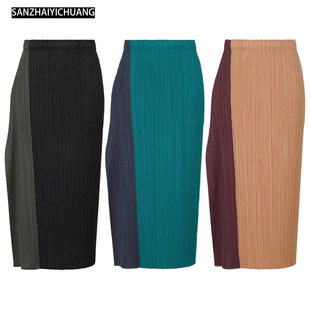 三宅艺创2025七月新款穿搭百搭显瘦半身裙褶皱松紧宽松显瘦中长裙