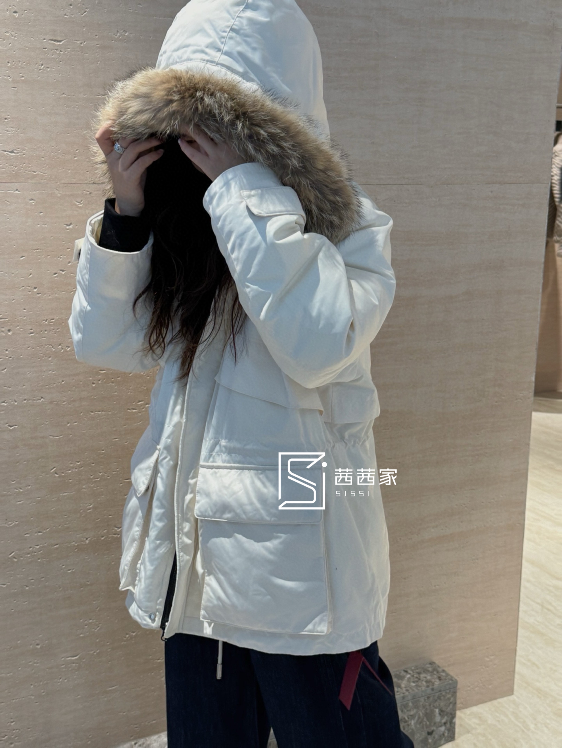 意大利代FARI派克棉服外套大毛领连帽宽松休闲百搭棉衣羽绒服鹅绒