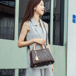 MLV真皮女包2025新款老花单肩蒙田包大斜挎包包LV&HO大容量手提包