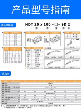 气立可大口平行机械夹气缸HDT10/16/20/25/32/40*20*40*60*80*100
