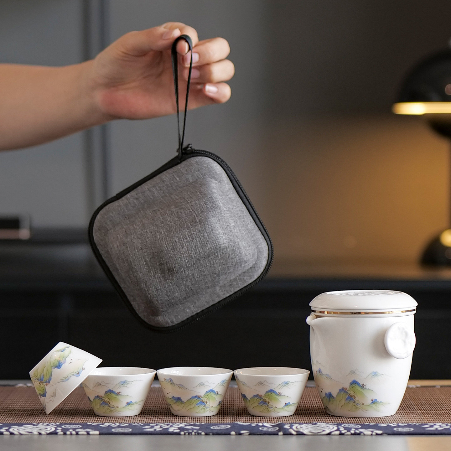 羊脂玉瓷旅游露营快客杯泡茶户外便携式随身旅行茶具套装定制收纳,餐饮具,旅行茶具,淘宝优惠券,粉丝福利购,淘宝优惠卷