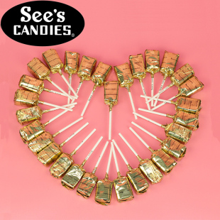 直邮美国See's candies 巧克力咖啡香草奶油棒棒糖4口味时思糖果