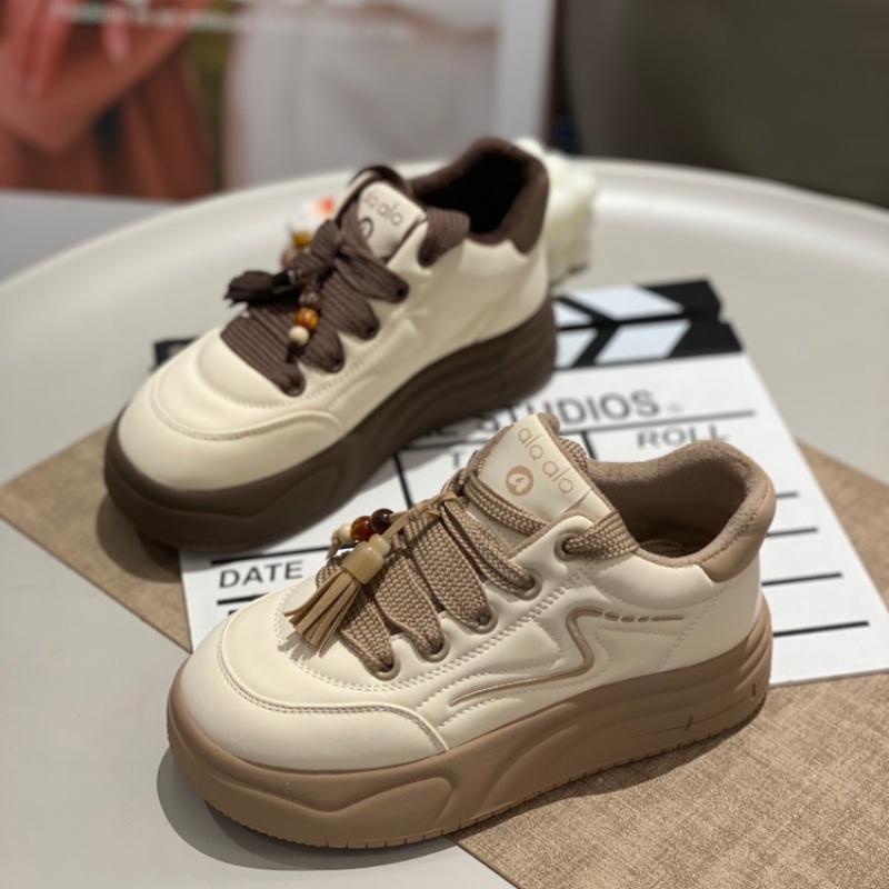 小白鞋女款2025年新款秋季系带软底时尚舒适跑步鞋百搭板鞋运动鞋