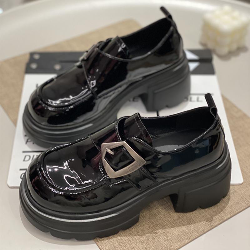 厚底黑色乐福鞋日系复古小皮鞋