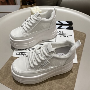 网面厚底内增高百搭小白鞋女2025新款夏款女款爆款轻便不累脚女鞋