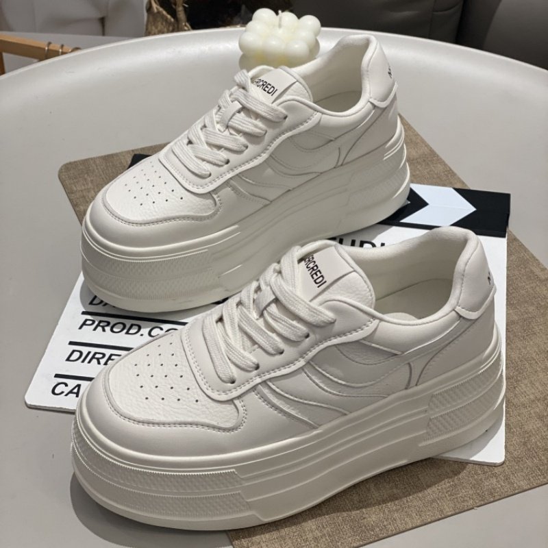 真皮小白鞋女2025春季休闲小个子厚底松糕鞋运动百搭轻便增高板鞋,女鞋,休闲板鞋,淘宝优惠券,粉丝福利购,淘宝优惠卷