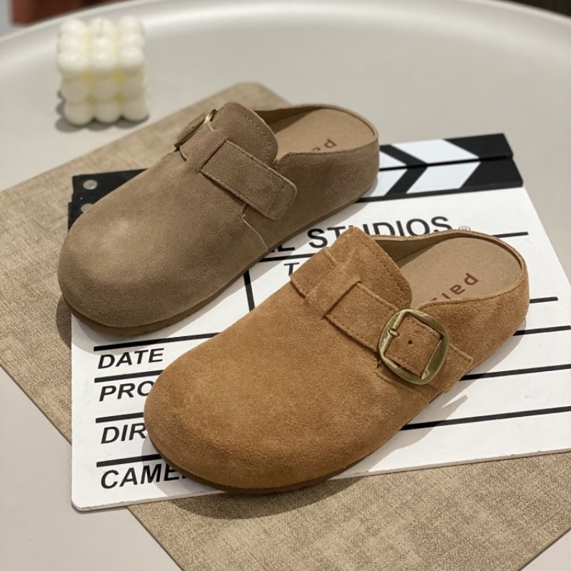 真皮勃肯鞋2025年新款圆头舒适复古厚底增高轻便防滑一脚蹬休闲鞋,女鞋,时尚休闲鞋,淘宝优惠券,粉丝福利购,淘宝优惠卷