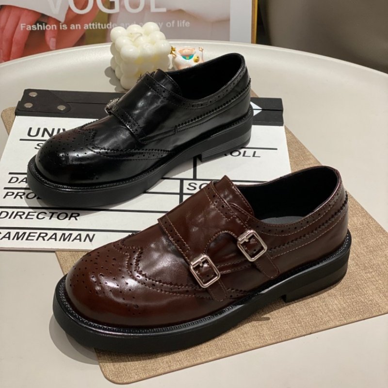 英伦风布洛克厚底乐福鞋女2026双扣带小皮鞋圆头皮带扣复古休闲鞋,女鞋,时尚休闲鞋,淘宝优惠券,粉丝福利购,淘宝优惠卷