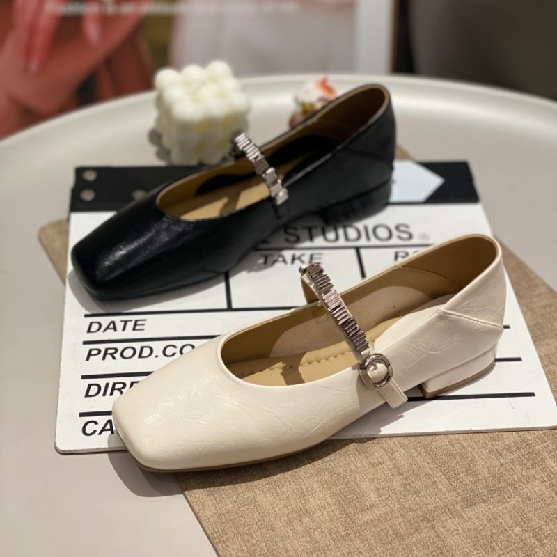 法式复古风方头玛丽珍鞋女2026一字带浅口鞋潮流水钻平底百搭单鞋,女鞋,时尚休闲鞋,淘宝优惠券,粉丝福利购,淘宝优惠卷