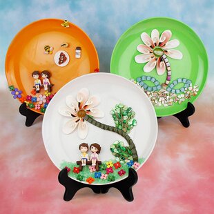 素坯盘素胚瓷盘diy彩绘白坯非石膏陶艺涂鸦画画盘子釉下彩素烧坯