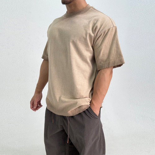 纯棉水洗扎染重工破坏风宽松T恤