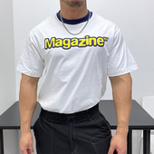 短袖 高克重纯棉好面料 优良成衣全棉撞色直筒修身 T恤潮男ins风圆