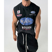 240g克重纯棉 T恤背心潮男kpop 水洗做旧复古小领口显壮宽松无袖