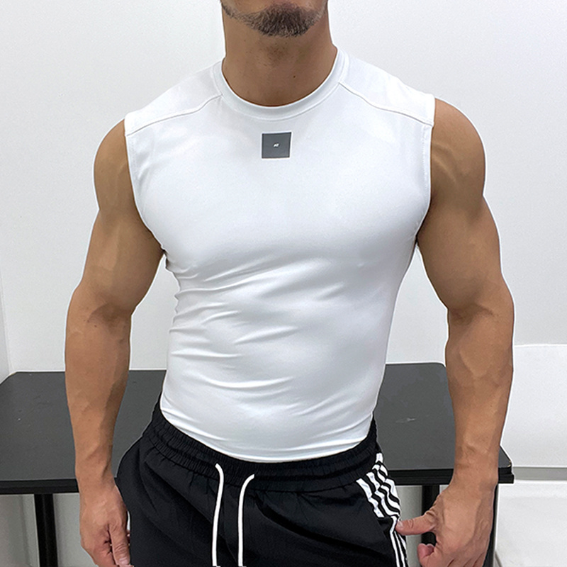 弹性显身材!不透好面料体育生显壮紧身修身无袖T恤背心运动健身男