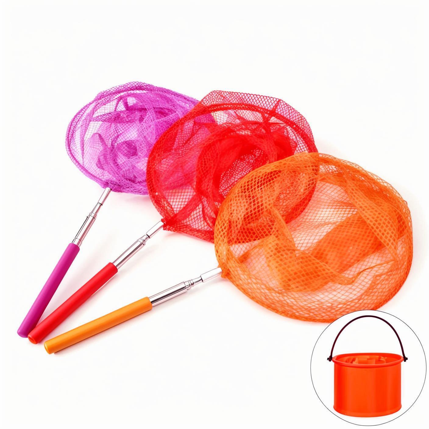 渔网捞鱼儿童可伸缩捞鱼网捕昆虫网捕捞鱼网兜抄网抓蜻蜓蝴蝶玩具