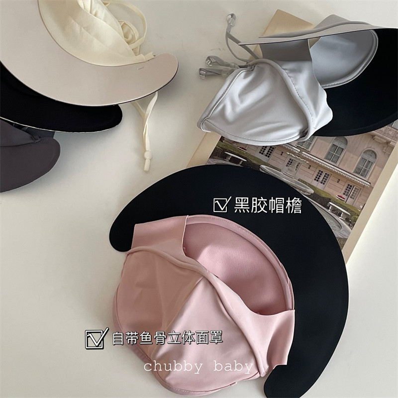 chubbybaby*省一个帽子！同款黑胶帽檐一体防晒帽口罩冰丝脸基尼