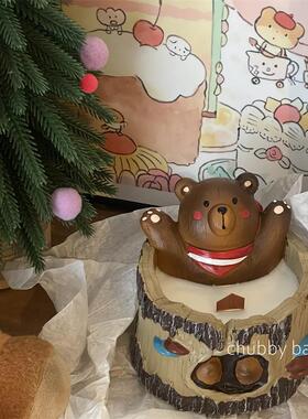 chubbybaby*冬日可爱~抱抱熊小众高级卧室香薰蜡烛礼盒圣诞礼物