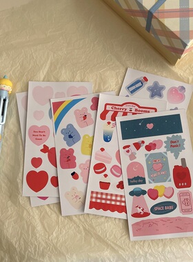 chubby baby 韩国ins风复古卡通小熊爱心手机ipad手帐装饰贴纸