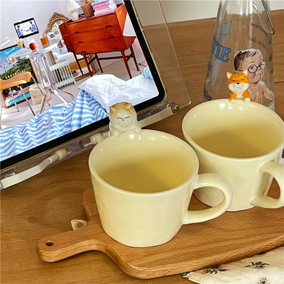 立体趴趴小猫咪大容量马克杯