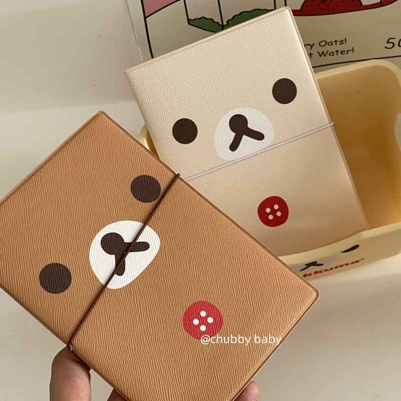 chubbybaby古早轻松熊护照保护套收纳册可爱手账仿皮证件便携卡包