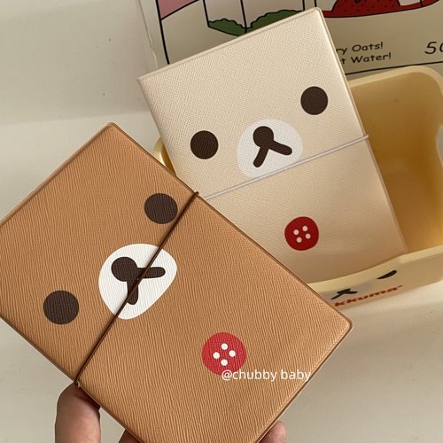 chubbybaby古早轻松熊护照保护套收纳册可爱手账仿皮证件便携卡包