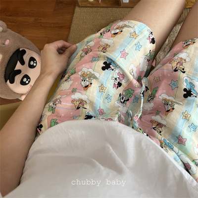 chubbybaby*颜值超高~可外穿夏季百搭清凉透气纱棉睡裤遛弯裤短裤