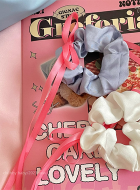 chubbybaby*丝带少女~芭蕾风仿真丝发绳精致的蝴蝶结绸缎大肠发圈