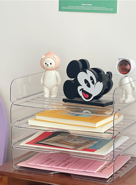 chubbybaby*可放a4 极简ins风白色透明可叠放大容量收纳盒信封盒