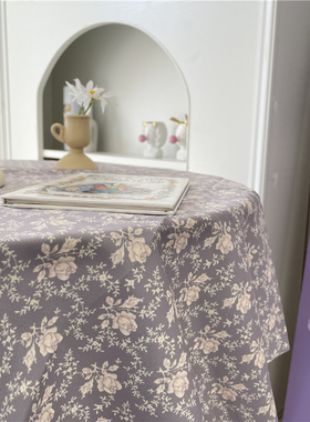 chubby baby*烟灰紫玫瑰~卧室书桌改造法式气质ins韩风花朵桌布