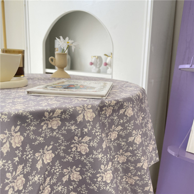 chubby baby*烟灰紫玫瑰~卧室书桌改造法式气质ins韩风花朵桌布