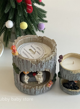 chubbybaby*住在树桩里的小动物~可爱设计刺猬小熊氛围感香薰蜡烛