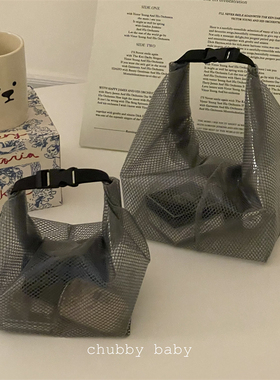 chubbybaby*大容量超能装~灰色简约束带防水收纳袋化妆包洗漱包