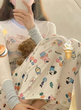 chubbybaby*可可爱爱满版小动物~冰丝材质遛弯裤可外穿少女心睡裤