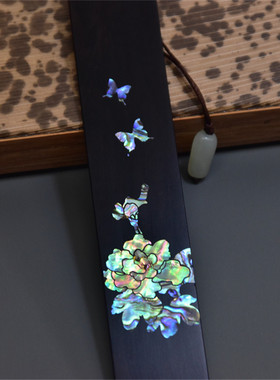 檀木书签非遗贝壳镶嵌定制刻字手工流苏平安扣文创礼品送长辈师生